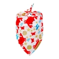 Cute white ocean-themed pet bandana with crab and fish patterns and handmade label - M / Beach Crab