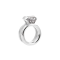 Silver diamond-shaped ring with transparent gemstones and double-band design - Ring Style / Rectangular Hole 10*2mm / Silver