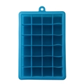 Blue 24-grid square silicone ice cube tray mold with a hanging hole on a white background - 24 Grids / Blue (No Lid)