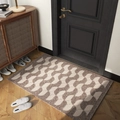 Zerbino premium beige e marrone con motivo geometrico e doppia trama antiscivolo di lusso - 60*90cm / Motivo a Foglie Geometriche Marroni