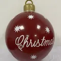 Inflatable red Christmas ball with white stars and golden loop for outdoor decor - Christmas Print