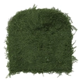 Detail shot of the dark green knitted balaclava with long shaggy fringe texture - Army Green