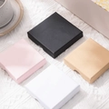 Square drawer gift boxes in pink black white and kraft colors on white textile - Pink Jewelry Gift Box