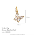 Pendentif papillon en acier inoxydable plaqué or 18K avec zircons cubiques brillants - Pendentif Papillon en Zircon - Or (C9436)