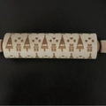 Wooden rolling pin with Christmas tree and gift box carvings for holiday cookies - Fir Tree Gift Style
