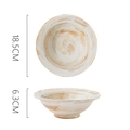 Japanese style ceramic salad bowl with brown hand-painted glaze, 18.5cm diameter - White Hand-painted Cone Bowl