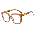 Occhiali anti-luce blu quadrati retrò con montatura tartarugata e dettagli marroni - Montatura Leopardata Cachi