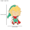 Épinglette en émail Link de Legend of Zelda en vert avec dimensions détaillées - Style de héros 1