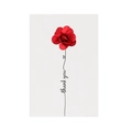 Minimalist white greeting card featuring a 3D red fabric flower and thank you text - THANK YOU Rose - Red