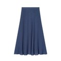 Elegante falda midi de línea A azul con tejido estructurado y diseño minimalista de capa - XS / Azul