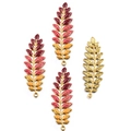 Colorful leaf charms in gold finish with vibrant enamel gradients on white background - Leaf Style 13 / 20x60mm / Red