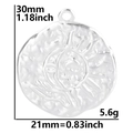 Polished stainless steel sun and moon pendant necklace with detailed size dimensions - Silver Color Pendant
