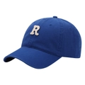 Royal blue soft-top baseball cap with embroidered letter R in a stylish 45-degree view - Adult Adjustable / Klein Blue
