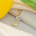 Elegant gold tulip pendant necklace with moonstone and pavé zircon in a gift box - Aurora Rose / Gold