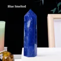 Deep blue smelted stone hexagonal crystal wand tower for home decor and healing - Blue Smelted Stone / Single Point 5-6cm
