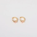 Eleganti orecchini a cerchio dorati con pendenti minimalisti in zircone rosa quadrato - Ottobre - Oro - Zircone Rosa