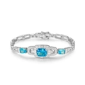 S925 silver bracelet featuring sky blue ice-cut cubic zirconia in a variant style - 925 Silver / Royal Blue High Carbon Diamond
