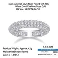 925 Sterling Silver eternity ring with 1.575CT round Moissanite in 18K gold plating - R13410+gra/black Card / US Size 7 / Circumference 54.3mm