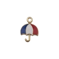 Golden umbrella pendant with red white and blue enamel stripes for DIY jewelry making - Flag Umbrella