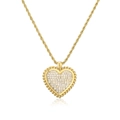 Detail of gold-plated cable chain necklace with micro-paved zircon heart pendant - Gold Heart