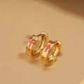 Orecchini a cerchio dorati minimalisti con croce rosa per un look retrò alla moda - Rosa Rosso