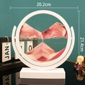 Pink 3D flowing sand art decor in round white frame for desktop display, 21.4cm height - 8 Inch White Frame Rotate Pink