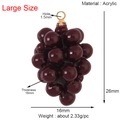 Detail view of red grape acrylic fruit pendant showing 26mm by 16mm product dimensions - Dark Red Grape (Large)