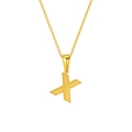 Titanium steel gold necklace with honeycomb textured letter X pendant for men and women - Letter X