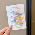 Set of 6 colorful heart-shaped drip oil hair clips in candy colors for girls - 2# Heart Set of 6