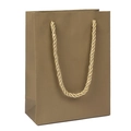 Matte gold luxury gift paper bag with thick texture and gold twisted rope handles - 119*55*160mm / Gold