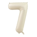 Detailed view of number 7 cream foil balloon with smooth texture for birthday parties - Number 7 / Cream