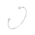 Primer plano del brazalete de acero inoxidable ajustable con bolas de plata pulida - Color Acero