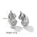 Titanium steel water drop earrings with dimensions and weight info displayed - Silver Inlaid Zirconia Water Drop Style (TE6657-CZ-S)