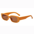 Retro rectangle sunglasses featuring a bright orange frame and dark brown lenses - C21 Orange Frame Brown
