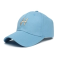 Casquette de baseball en coton bleu clair avec broderie H dorée et visière courbée - Bleu