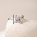 Orecchino a fiore con zircone rosa e chiusura a vite, dimensione di 0,77 cm - Rosa (Pezzo singolo)