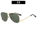 Classic gold metal pilot aviator sunglasses with dark green lenses and black temple tips - Gold Frame Dark Green Lenses