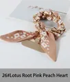 Lotus pink heart pattern silk scarf bracelet phone lanyard with golden chain - 26# Lotus Pink Hearts