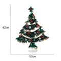 Christmas tree brooch in green enamel with colorful crystals and golden star detail - Retro Green Christmas Tree