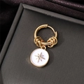 Macro shot of gold hoop earring with starburst charm and crystal in jewelry box - White Star Disc / Single Piece