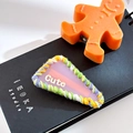 Triangle hair clip with yellow-purple wool rope decor and cute gingerbread man - Triangle-Pink