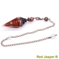 Red Jasper hexagonal crystal pendulum with antique bronze chain for dowsing meditation - Antique Bronze Red Jasper