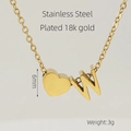 18k gold plated stainless steel heart necklace with letter W pendant charm - Letter W
