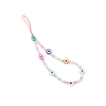 Colorful evil eye beads and soft-colored spacers on a handmade phone wrist strap - Multicolor Evil Eye Soft Bead