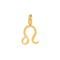 Golden titanium steel Leo zodiac necklace pendant with a polished finish on white background - Leo - Gold