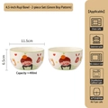 Ensemble de bols en céramique motif garçon, capacité 490ml et diamètre 11,5cm inclus - Bol Ruyi de 4,5 pouces - Garçon en chemise verte (Lot de 2)