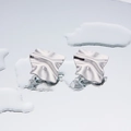 Modern silver geometric stud earrings with a crumpled metal texture and 18K plating finish - Wave Quadrilateral - Steel