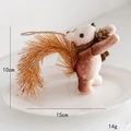 15cm squirrel Christmas tree ornament with flocking texture and natural pine cone detail - Model B Squirrel / 15cm x 10cm