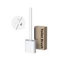 Brosse de toilette blanche en silicone avec support et boîte d'emballage pour maison - Blanc Clair de Lune