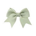 Pale green grosgrain ribbon bow hair clip for girls with a classic fishtail cut design - Light Green (567)